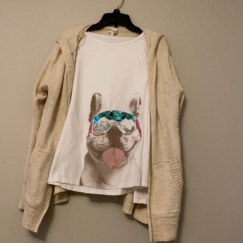 Girls long sleeve Frenchie top and hoodie sweater